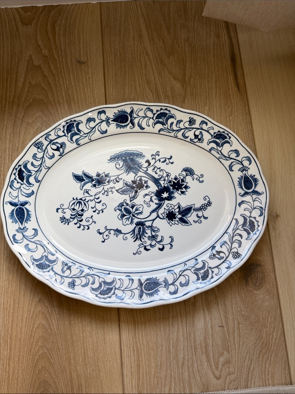 Double Phoenix Ming Tree Floral  Ceramic Serving Platter Elegant Table Serveware